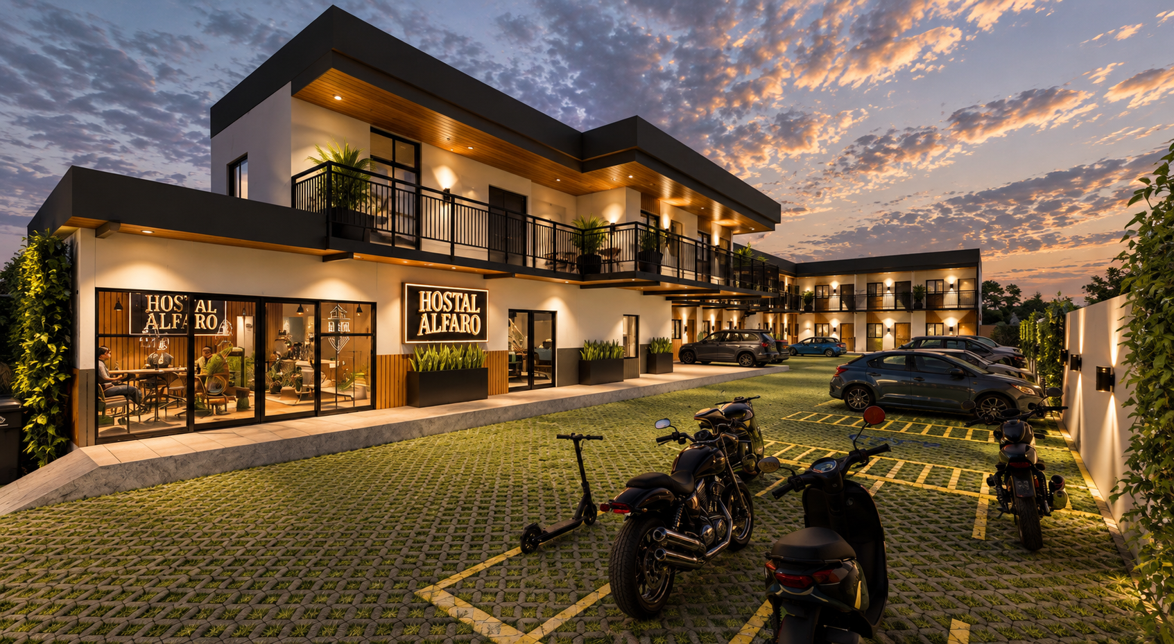 Render de la piscina · Hotel Mario Biker