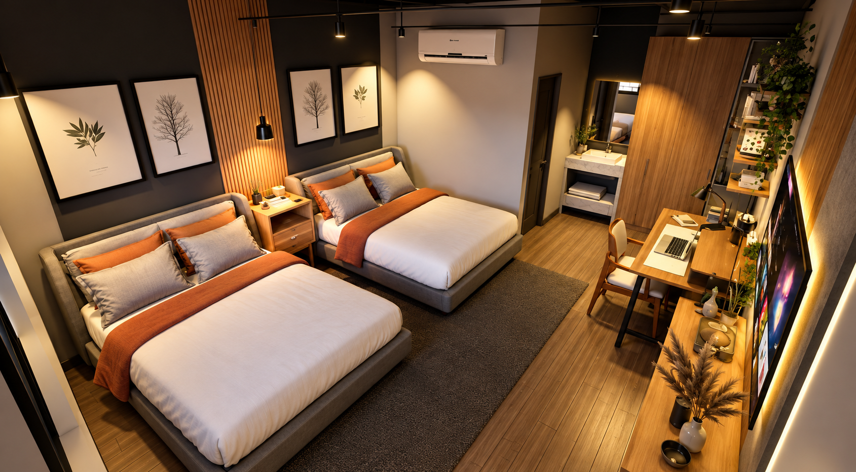 Render de baño · Hotel Mario Biker